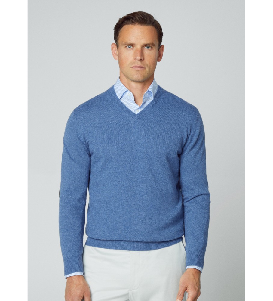 Hackett Jersey Merino Cash Mix V azul