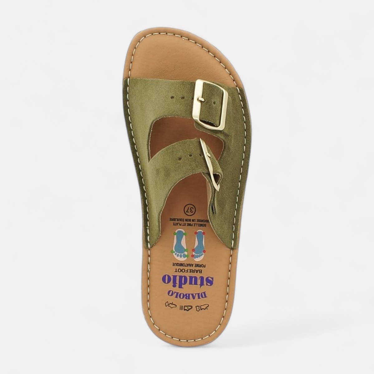 Mules Femme en cuir kaki