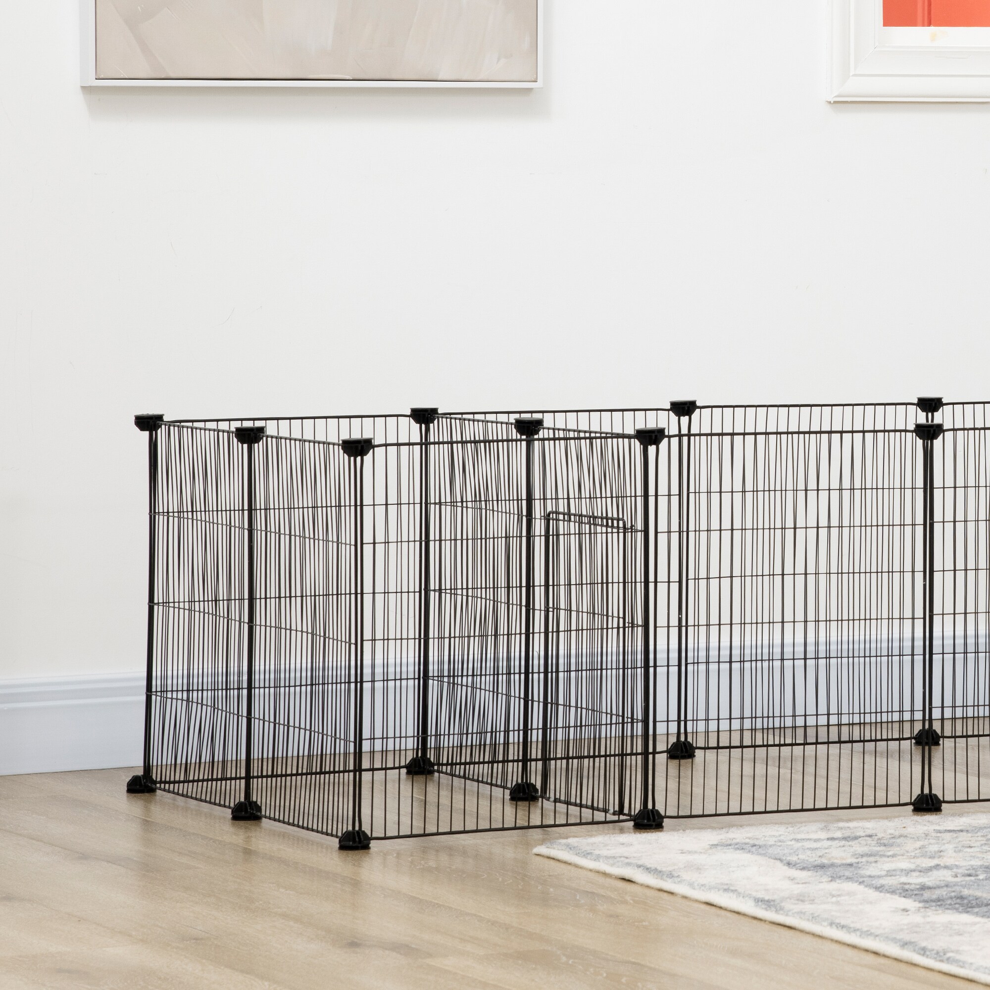 PawHut Kleintierauslauf mit Mesh-Platten schwarz 175L x 70B x 45H cm