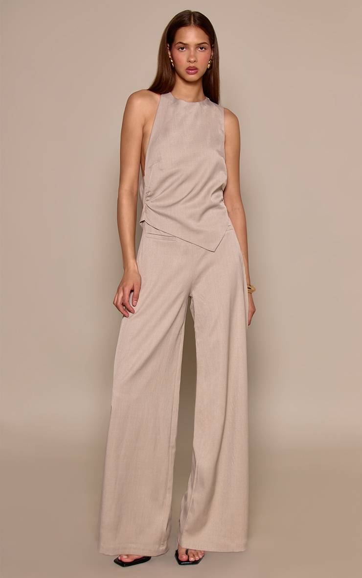 Gris Pierre Combinaison-pantalon Ajustée En Tissu Tissé Avec Dos Drapé