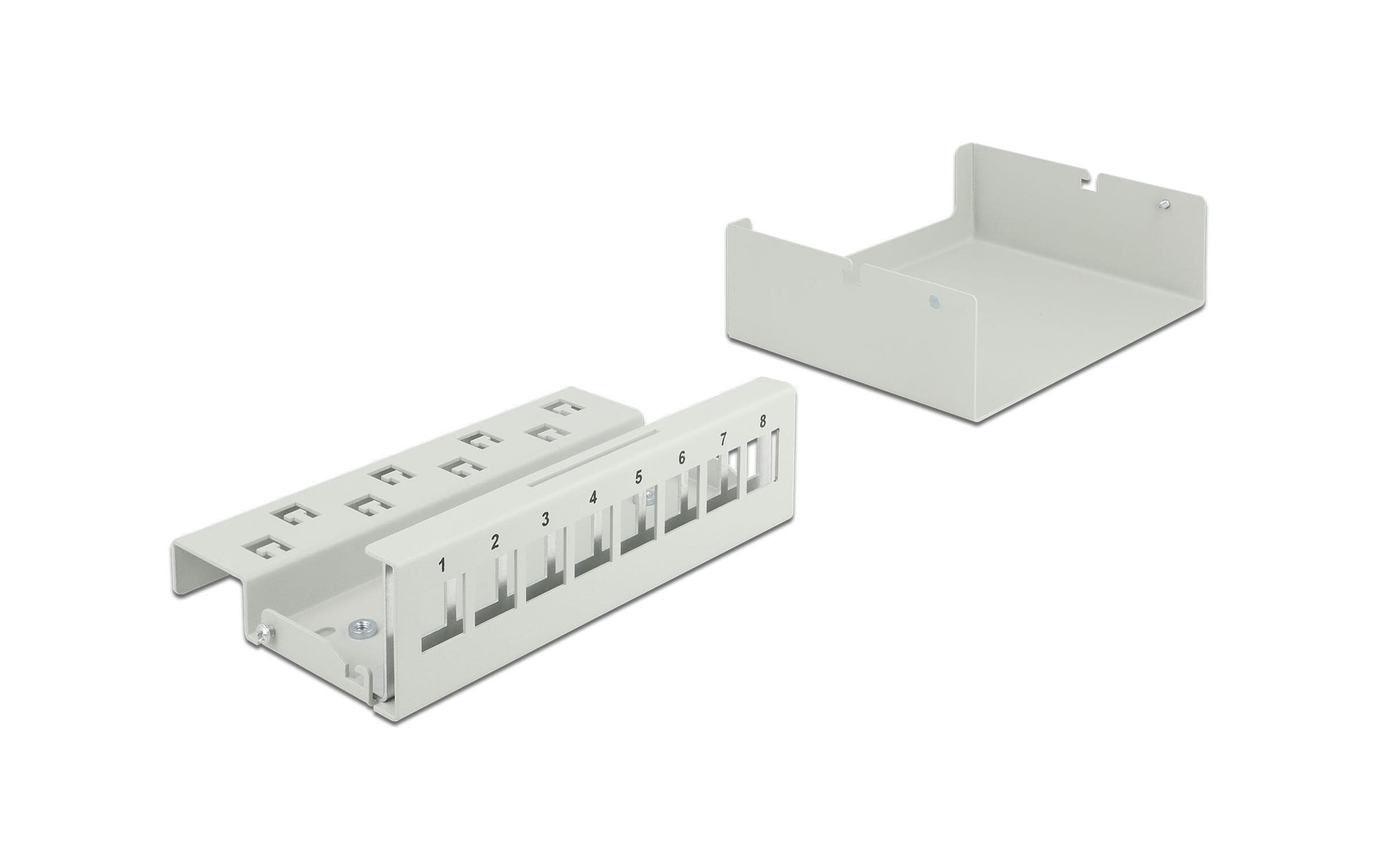 Gehäuse Keystone Patchpanel 8 Port grauKeystone Patchpanel 8 Port grau