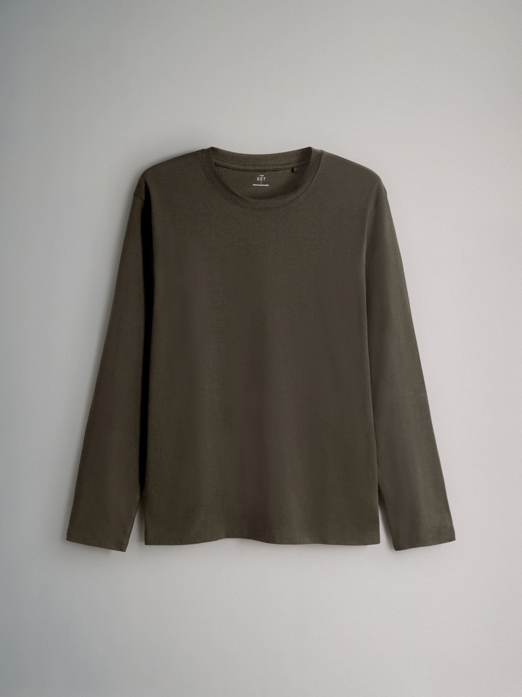 Black/Cream/Green/Khaki - The Set 4 Pack Regular Long Sleeve Cotton T-Shirts