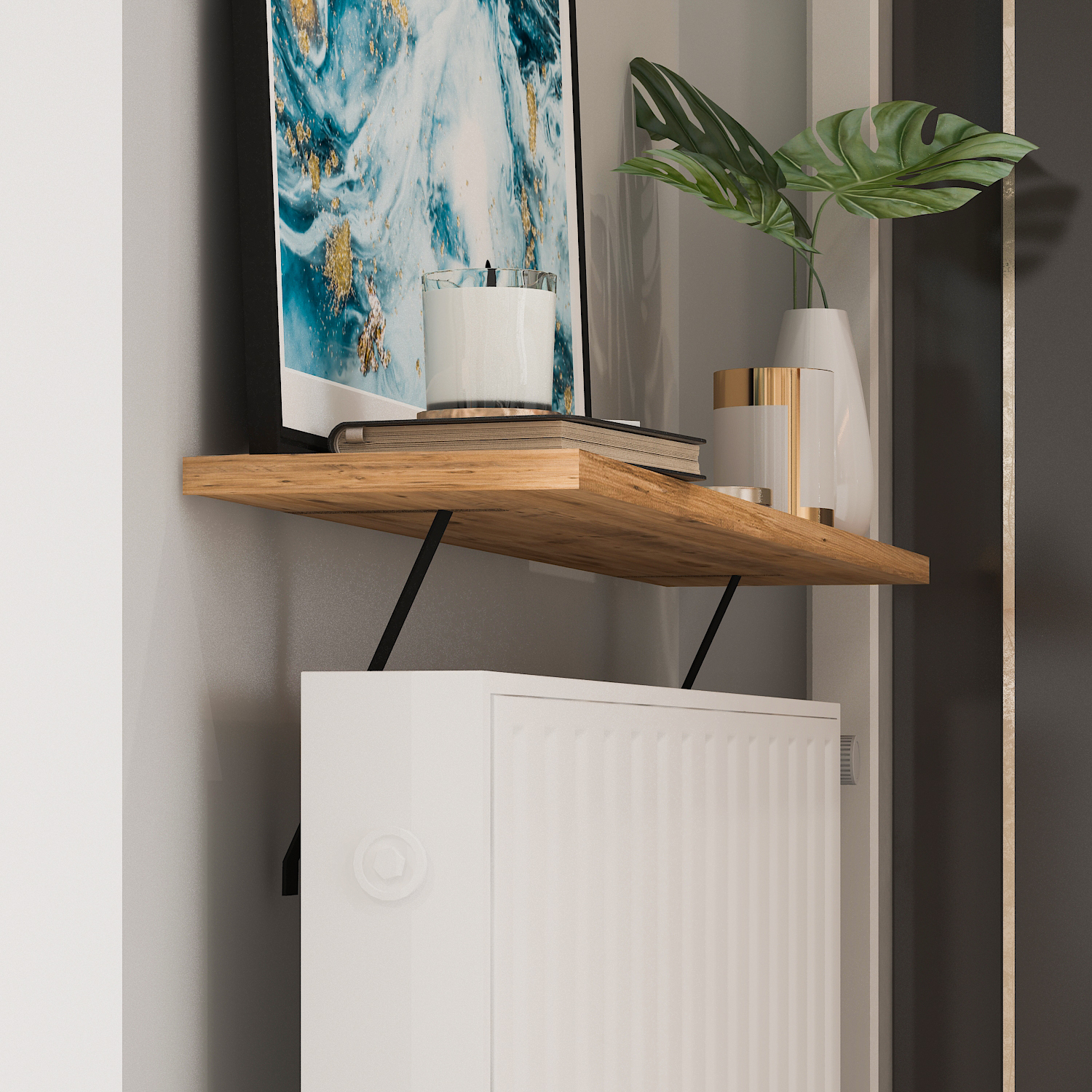 Heizkörperregal - braun - 110 cm