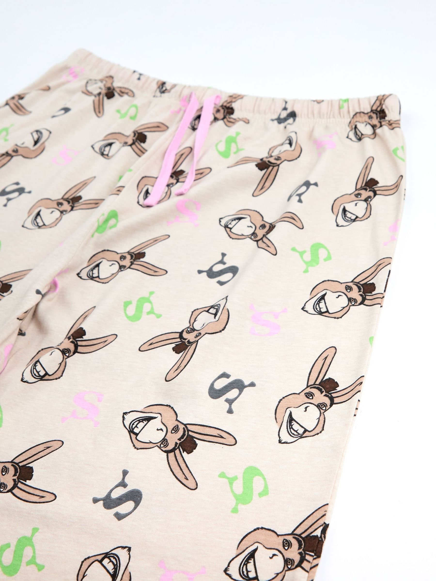Vanilla Underground dames Shrek meerkleurige korte mouw lange pijpen 100% katoenen pyjamaset