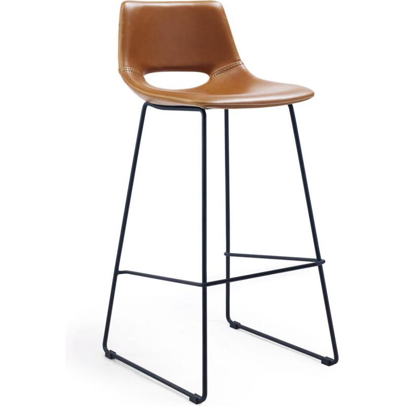 Tabouret Zahara pieds en acier finition noire H.76 cm