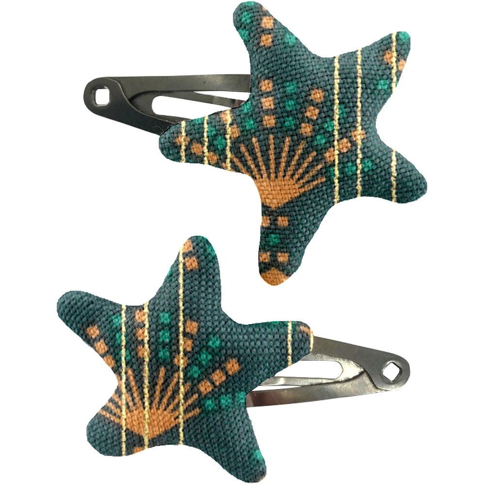 Barrettes Clic-Clac Étoile Eventail Or Vert