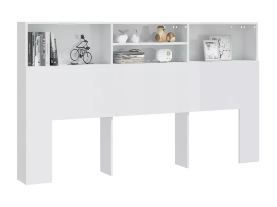 Armoire de tête de lit Blanc brillant 180x19x103,5 cm
