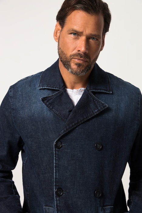 Caban, Jacke, Denim, doppelreihige Knopfleiste