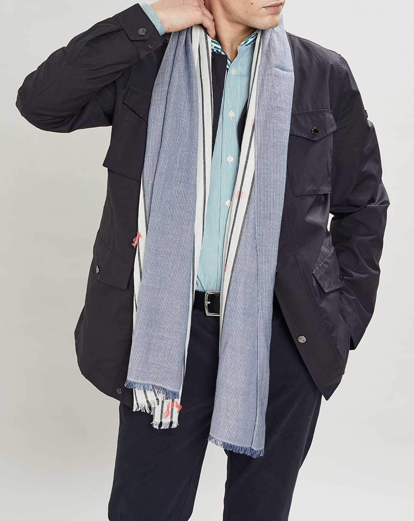 Hackett London Chèche  stripe bleu 180x50 cm
