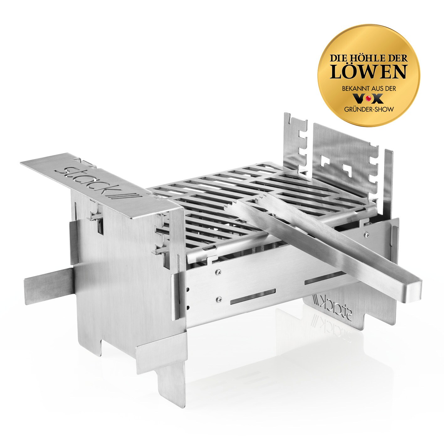 stack Grill 3in1 36cm Edelstahl für Holzkohlebriketts