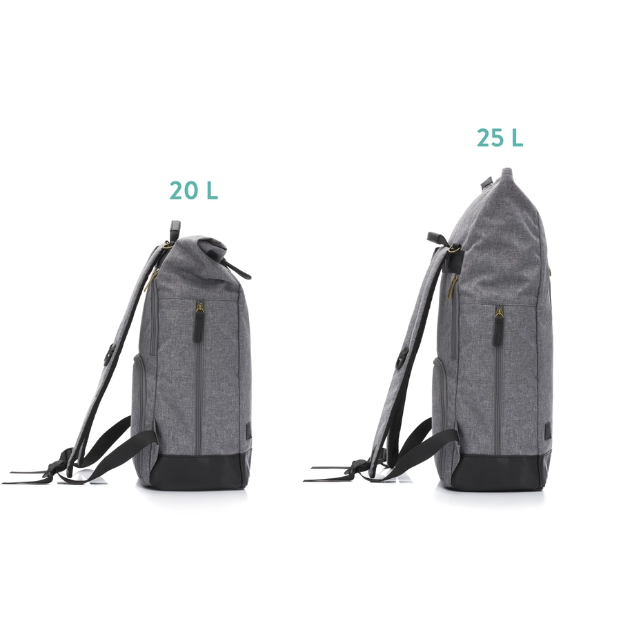 Fillikid Wickelrucksack Rolltop Berlin grau schwarz