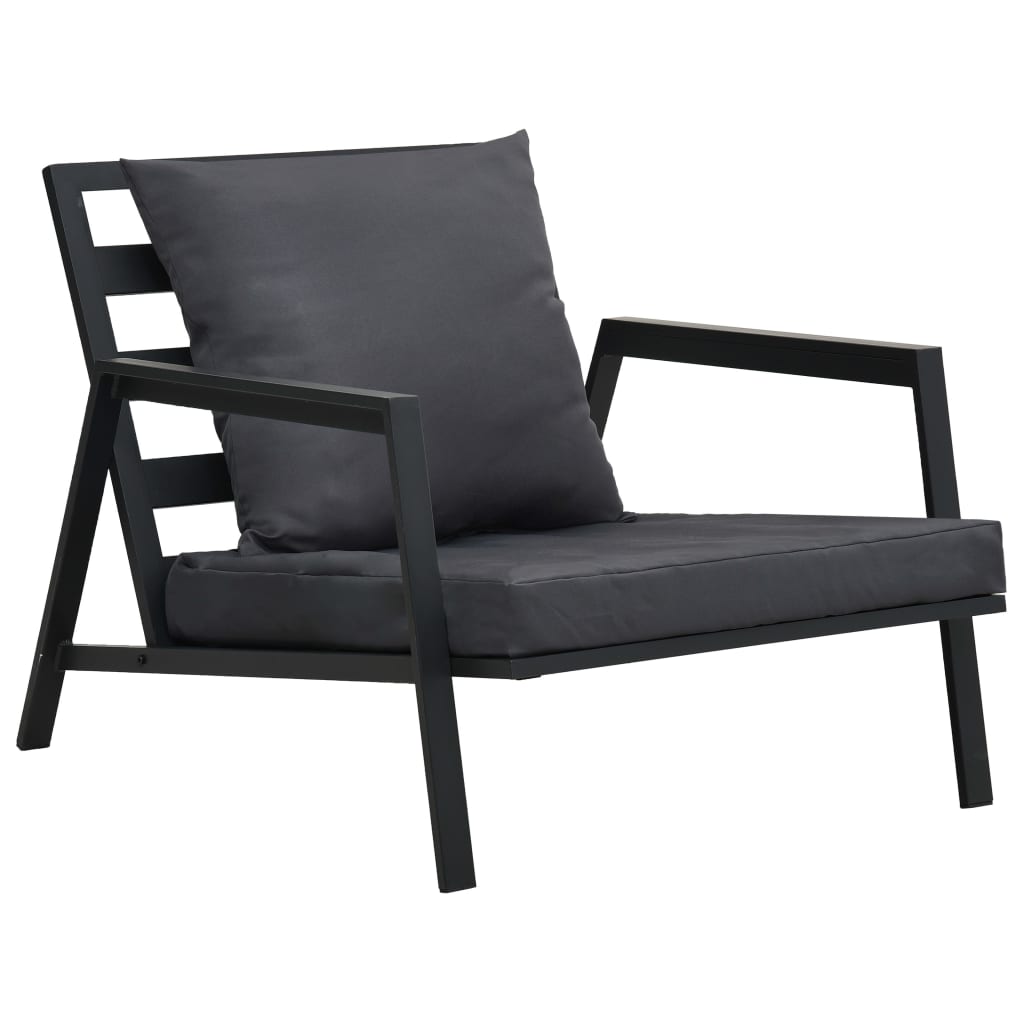 Salon de jardin meuble d'extérieur ensemble de mobilier 4 pièces avec coussins aluminium gris foncé