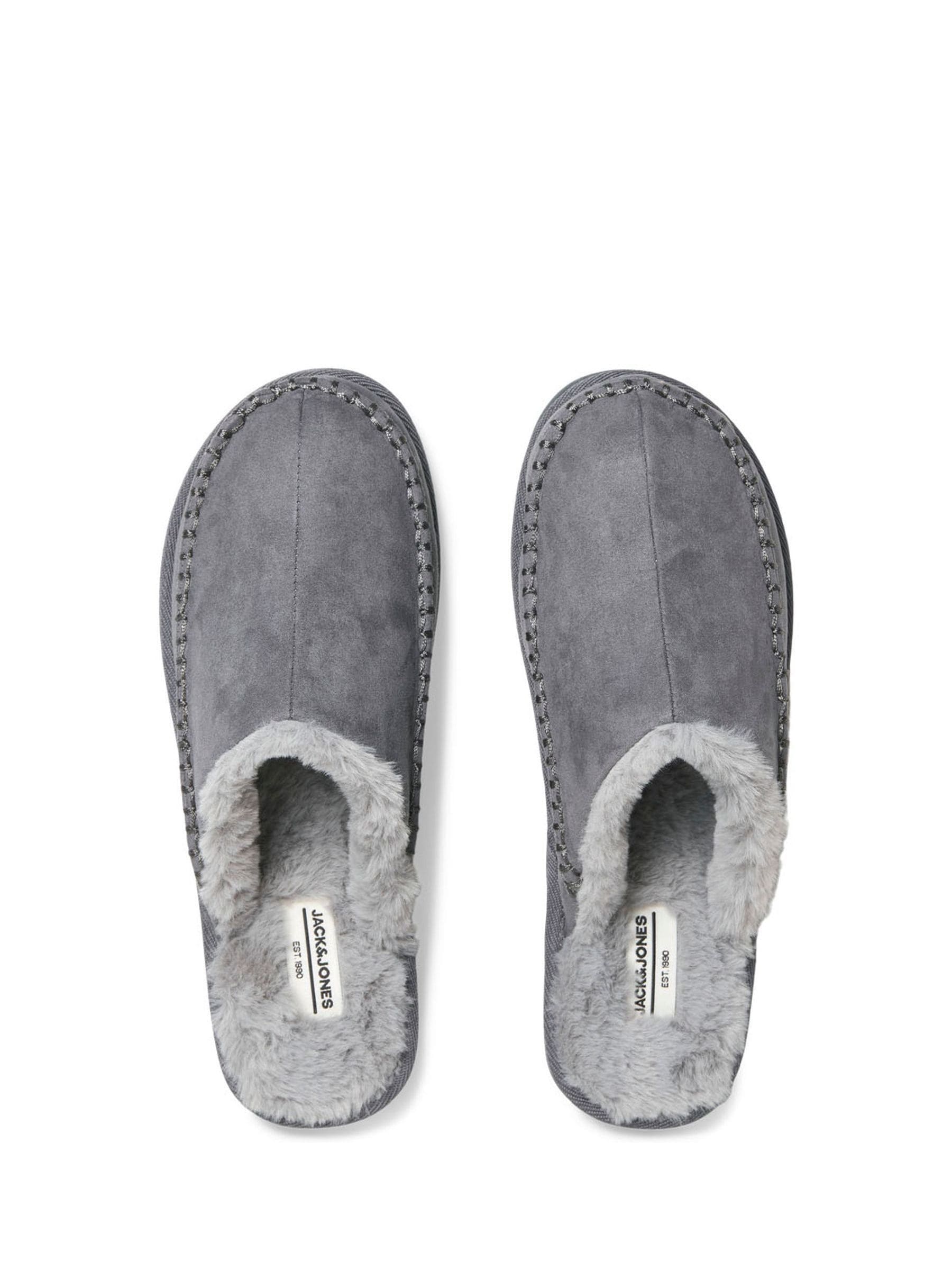 Grijs - JACK & JONES Fleece Lined Stitch Detail Mule Slippers