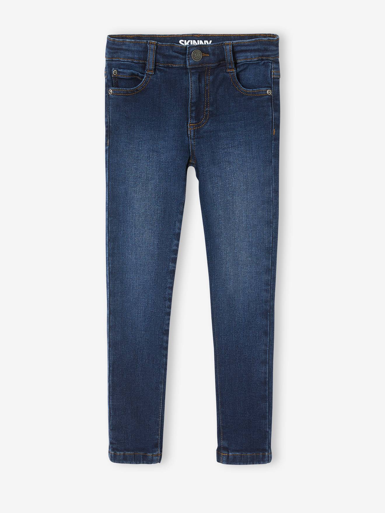 Calça jeans Slim Superflex com efeito desgastado, para meninos, azul escuro liso
