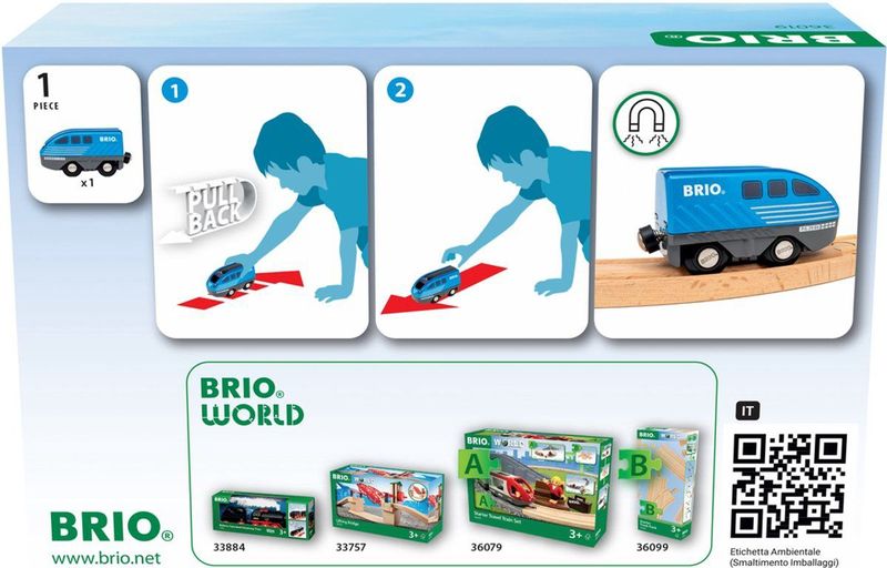 BRIO - 36019 - Pull Back Trein - Blauw - Speelgoed