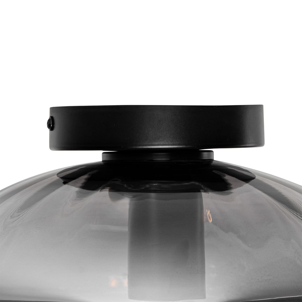 Art Deco plafondlamp zwart met smoke glas - Ayesha