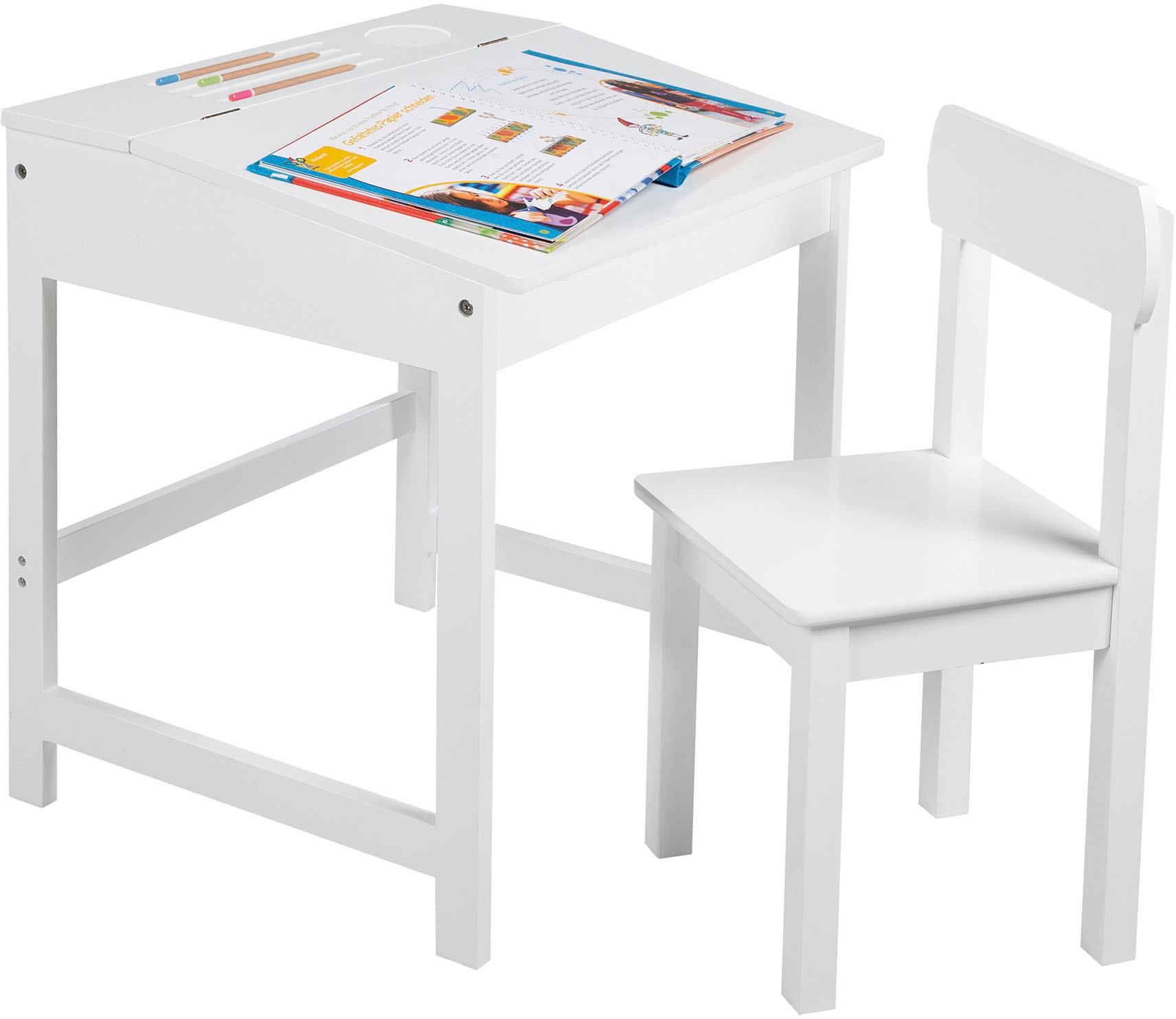 roba® Kinderschreibtisch »Schulpult, weiss« inkluisve Stuhl