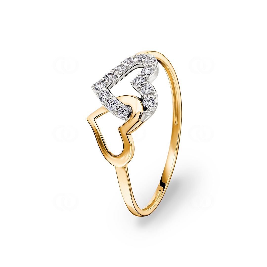Ring 750/18 K Gelbgold Herzen mit Zirkonia