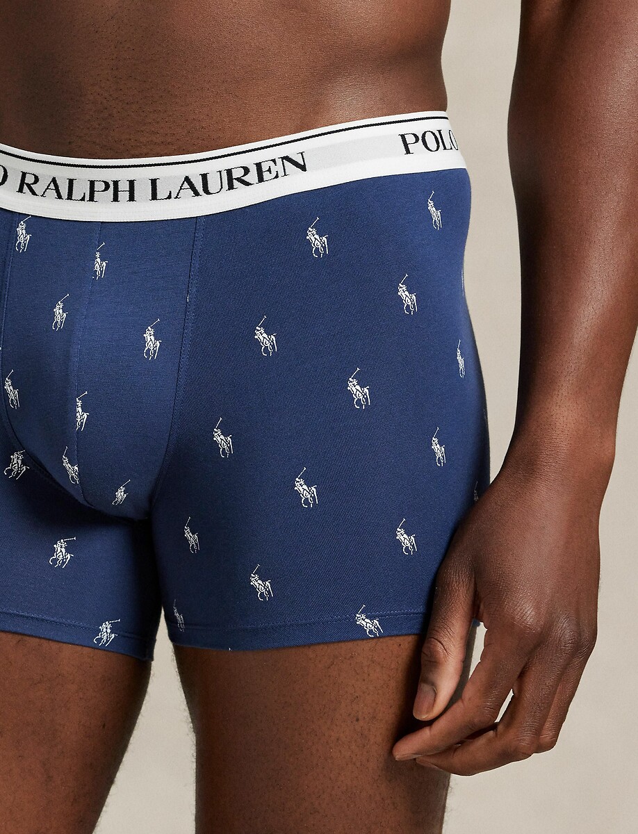 POLO RALPH LAUREN<br>Conjunto de 3 cuecas boxer longas e lisas
