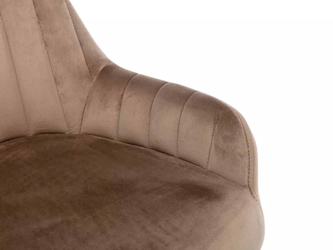 Tabouret de bar en velours et pieds bois de hêtre - Beige - ELEANA