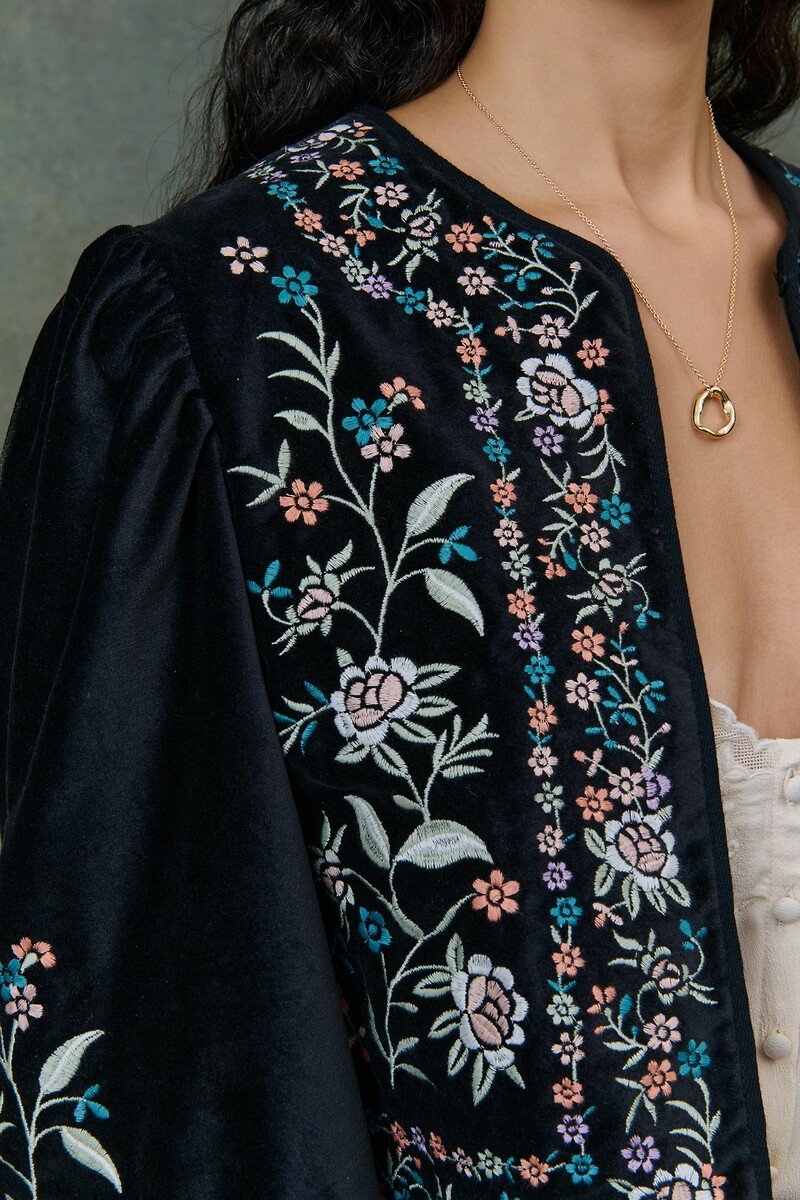 LOUISE MISHA<br>Jaqueta de veludo bordada, DURAS