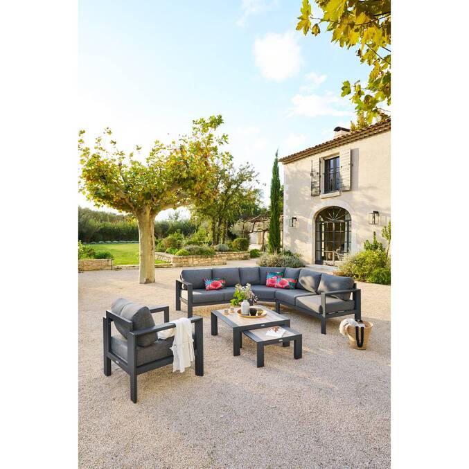 Table basse de jardin carrée ÉVASION Graphite & Honey