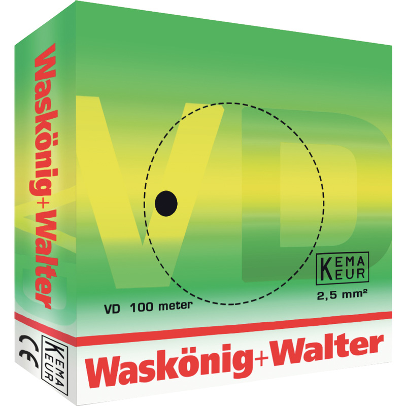 Waskonig VD H07 V-U 2,5mm geel/groen 100m