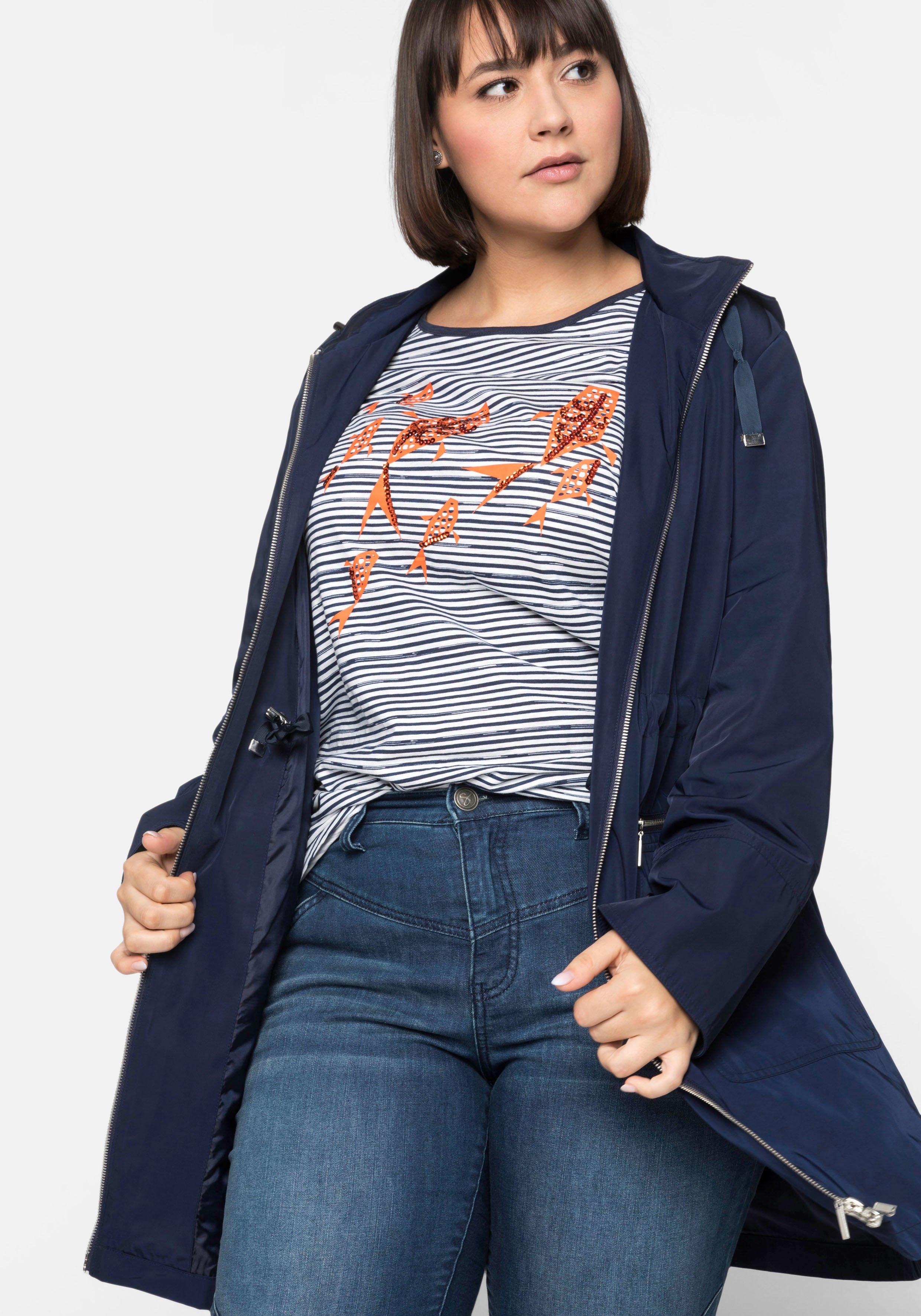 Outdoorjacke mit Kapuze und 2-Wege-Reißverschluss