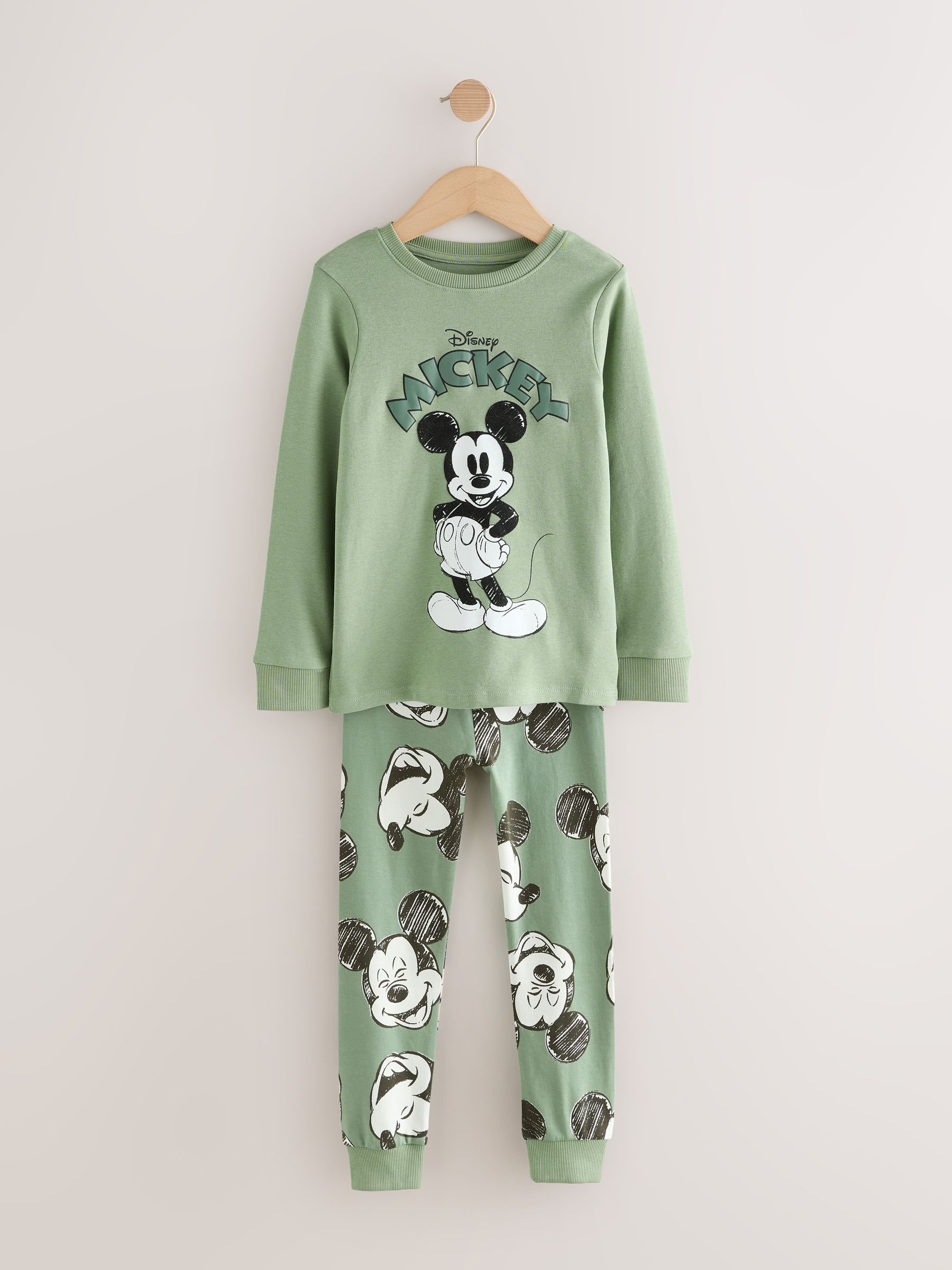 Groen/Ecru Mickey Mouse - Gelicentieerde knusse pyjama's 3 pack (9mnd -10jr)