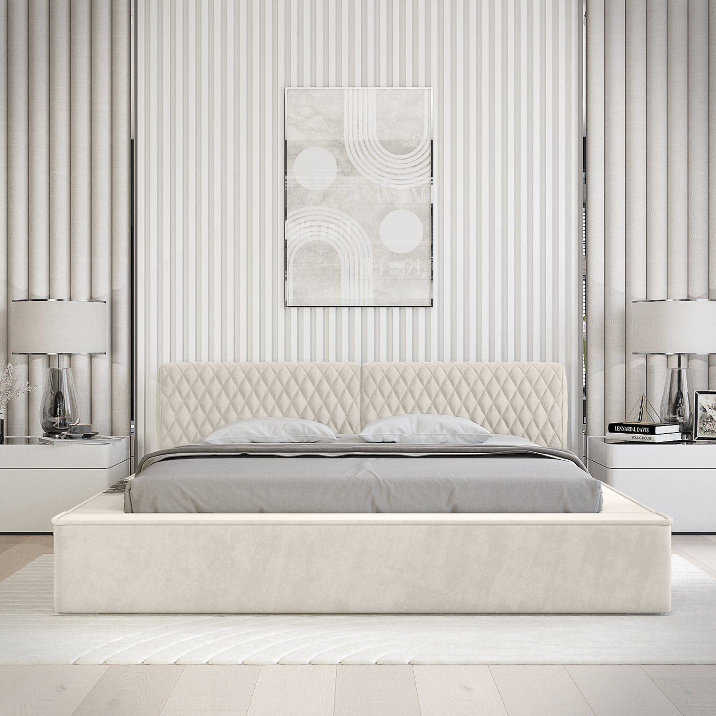 Trae Mobler Azurro 160 x 200 cm Gestoffeerd Bed Lichtgrijs