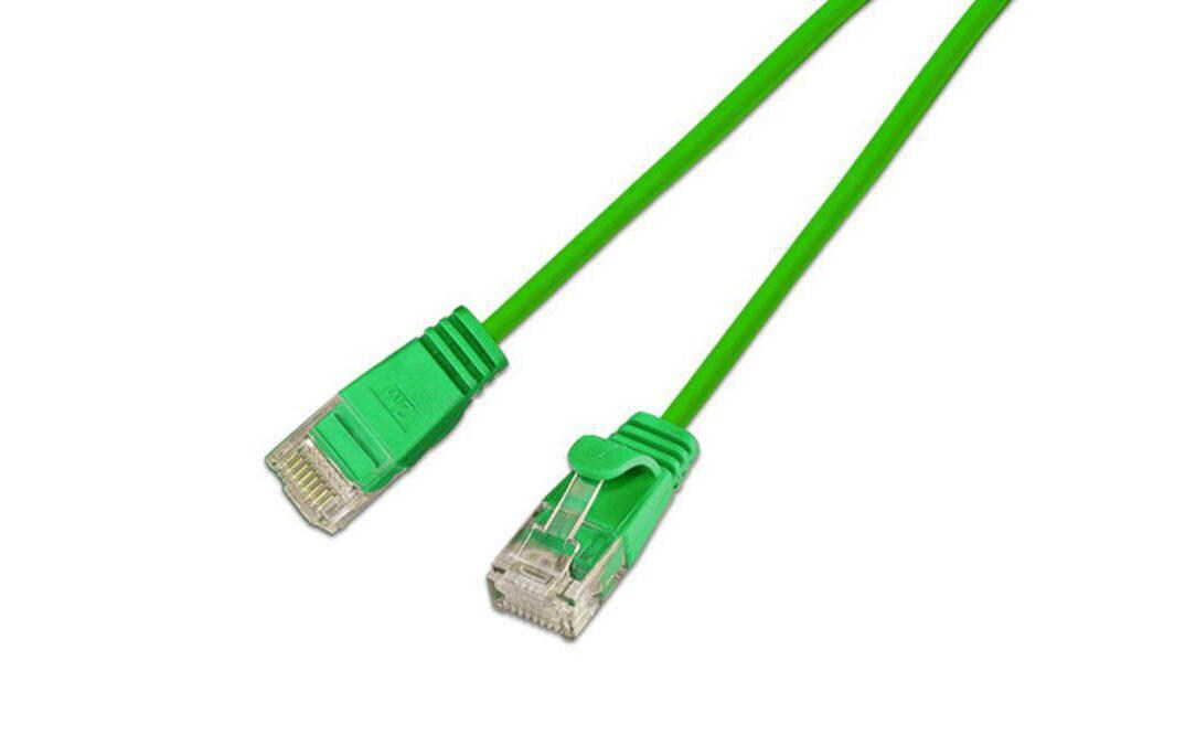 Slimpatchkabel RJ-45 - RJ-45, Cat 6, UTP, 3 m, GrünLightpatchkabel rund, ungeschirmtes Twisted-Pair-Kabel (U/UTP) mit Klinkenschutz