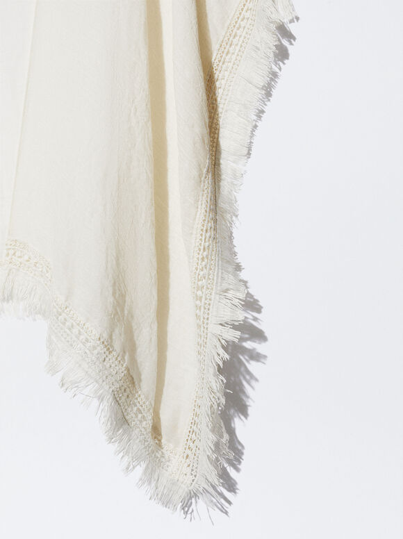 Caftan com franjas - Cru