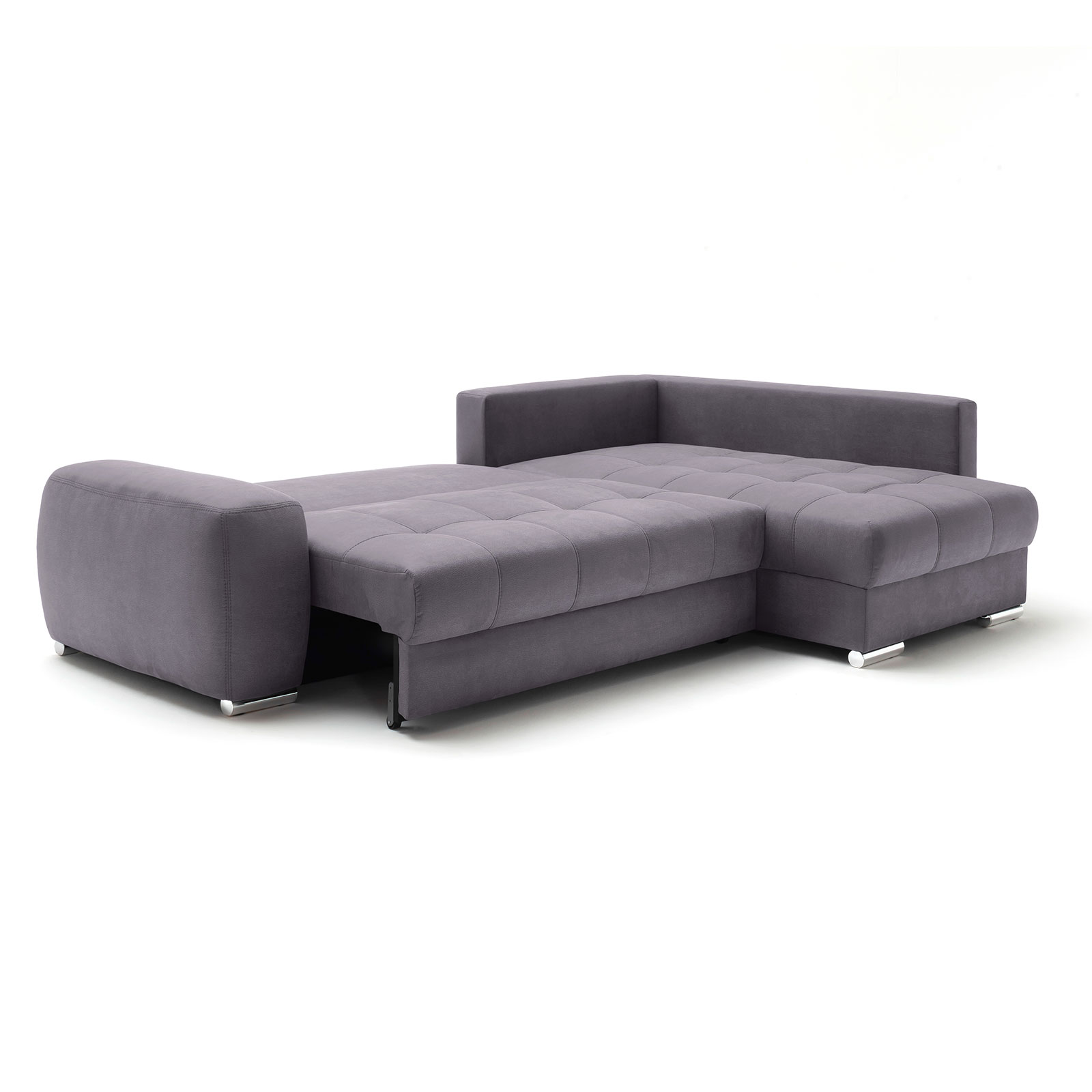 Ecksofa - grau - Boxspringfederung - Dauerschläfer - Chromfüße