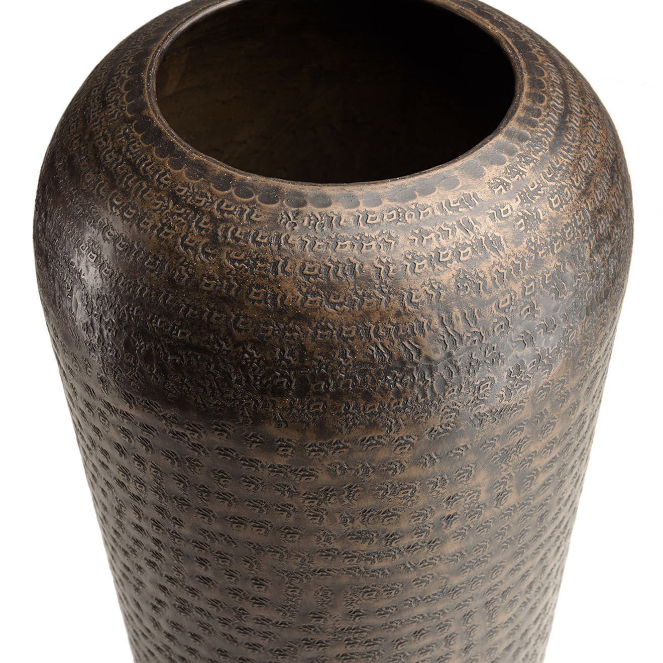 Macabane Vase avec gravures Honoré cuivre noir antique - D.31xH.88 cm