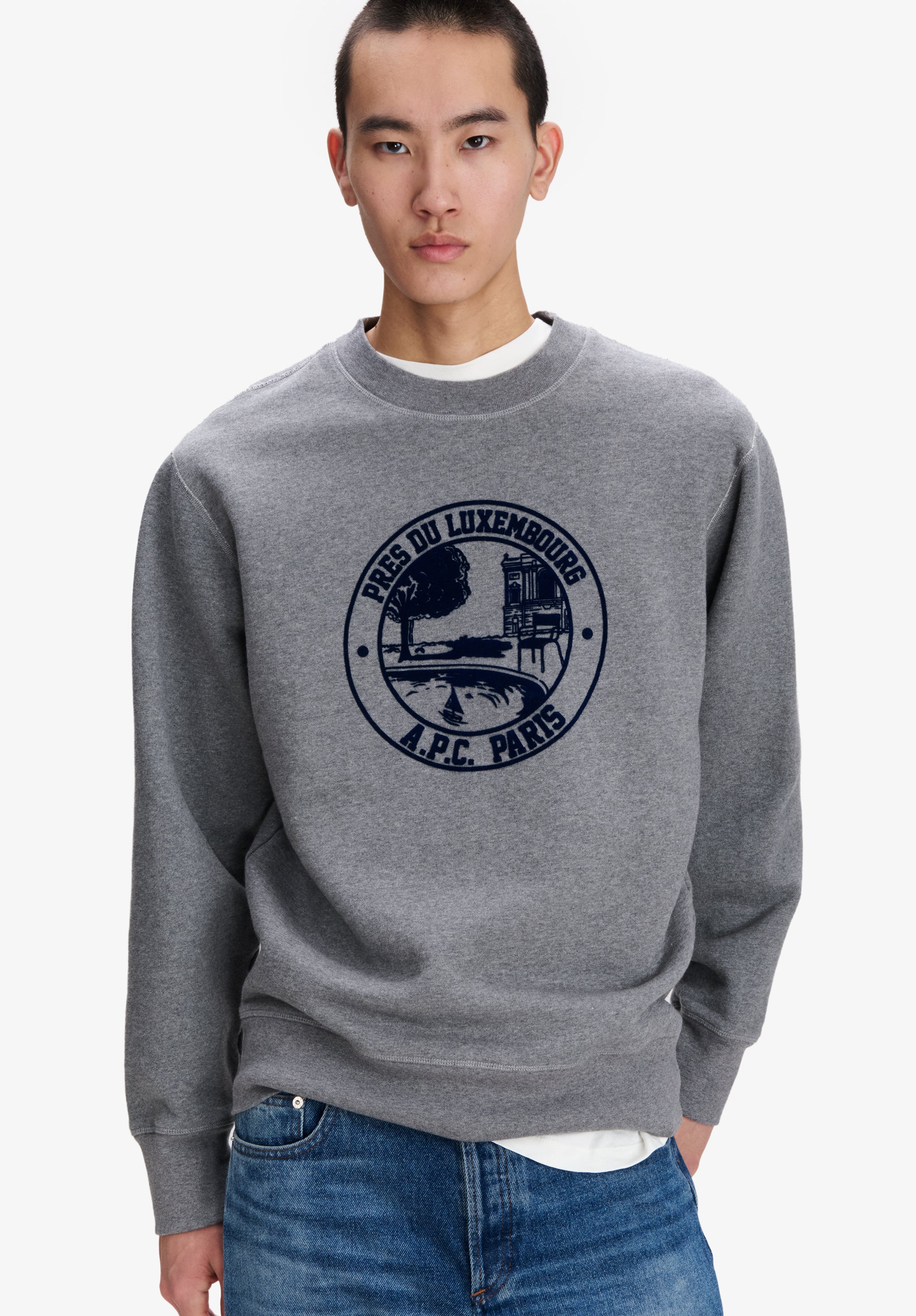 Sweat noir à logo jardin - Gris chine
