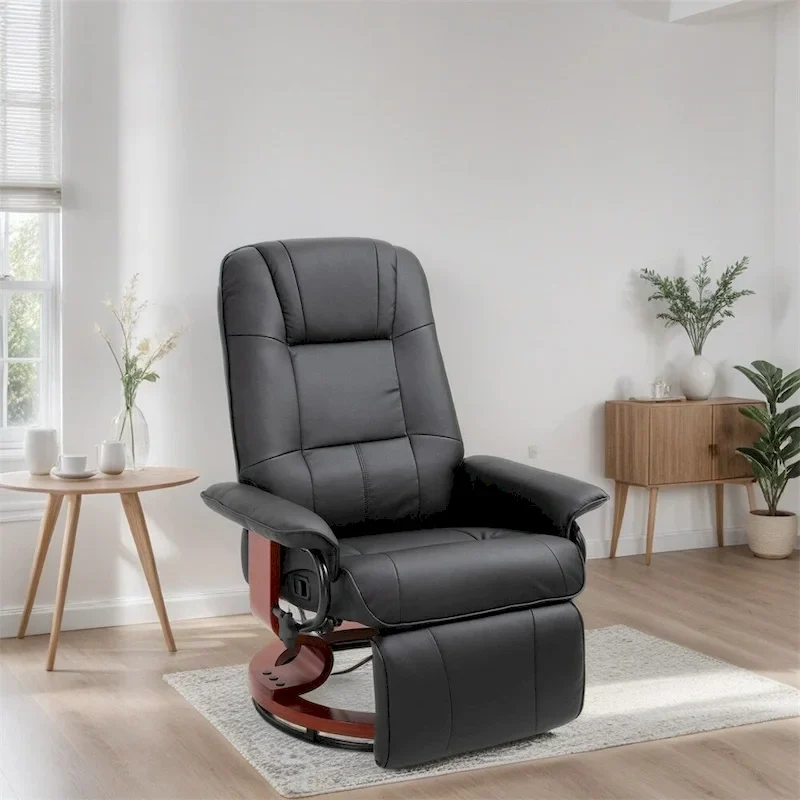 Leather Adjustable Swivel Lounge Chair with Footrest and Armrest