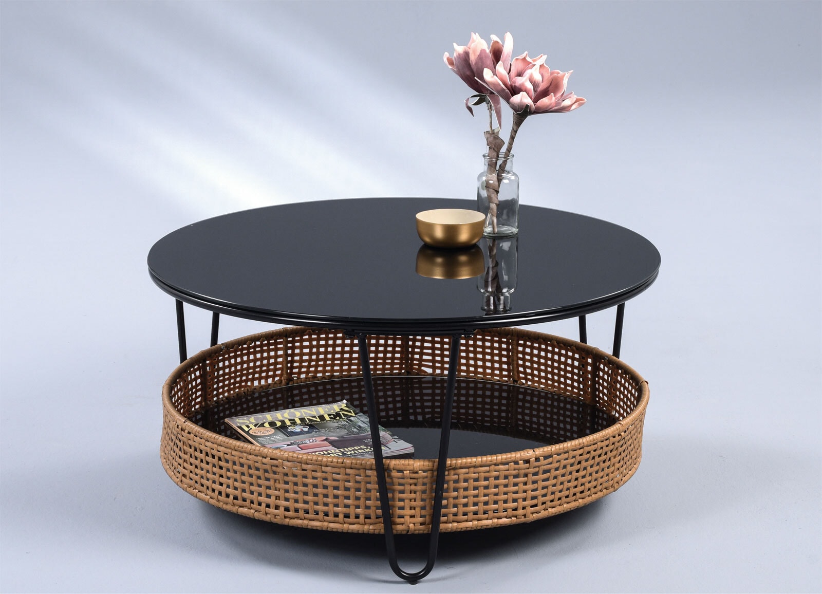 Couchtisch WILLY 80 cm schwarz/ braun