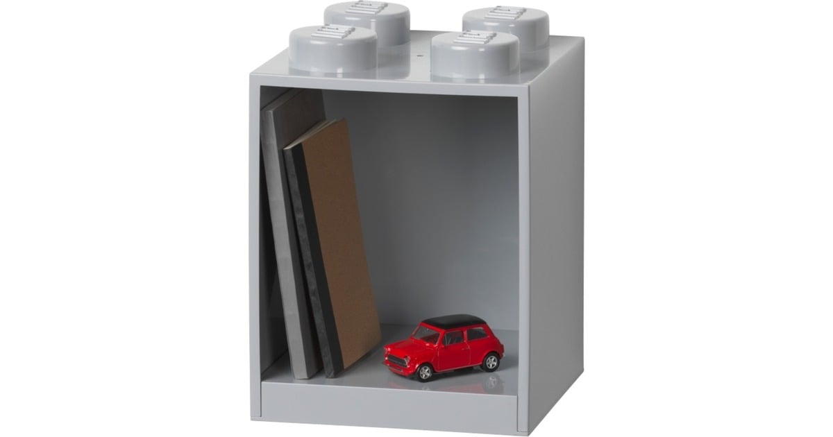 Room CopenhagenLEGO Brick Shelf, 4 noppen wandschap  (Lichtgrijs)