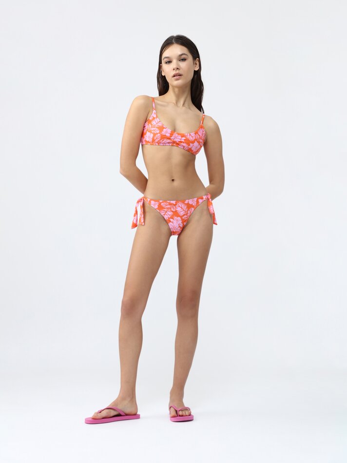 Conjunto de banho franzido de duas peças - Laranja