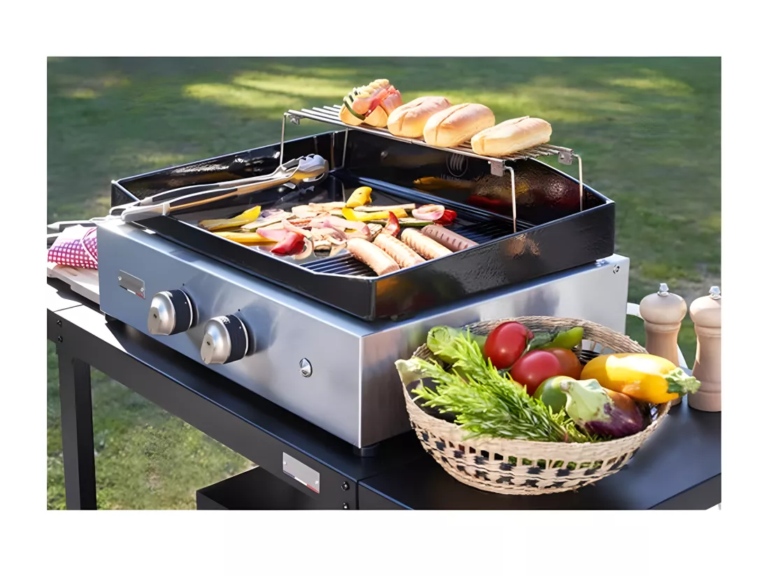 Le Marquier Plancha gaz 5400w plaque en fonte émaillé 60x40cm - plvp260iv2