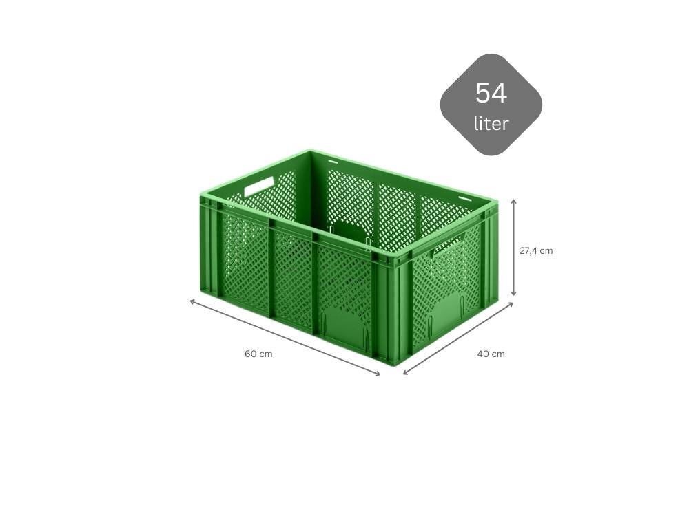 PROREGAL SuperSaveSet 4 x Eurobakken Fruit- en Groentebox HxBxD 27,4 x 40 x 60 cm 54 Liter Groene Fruit- en Groentekrat Fruitmand Transportbox