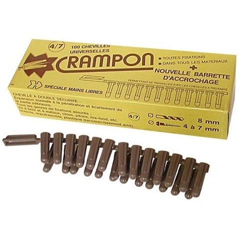 Cheville crampon - universelle - taille 4/7 - D : 8 mm - boite de 100