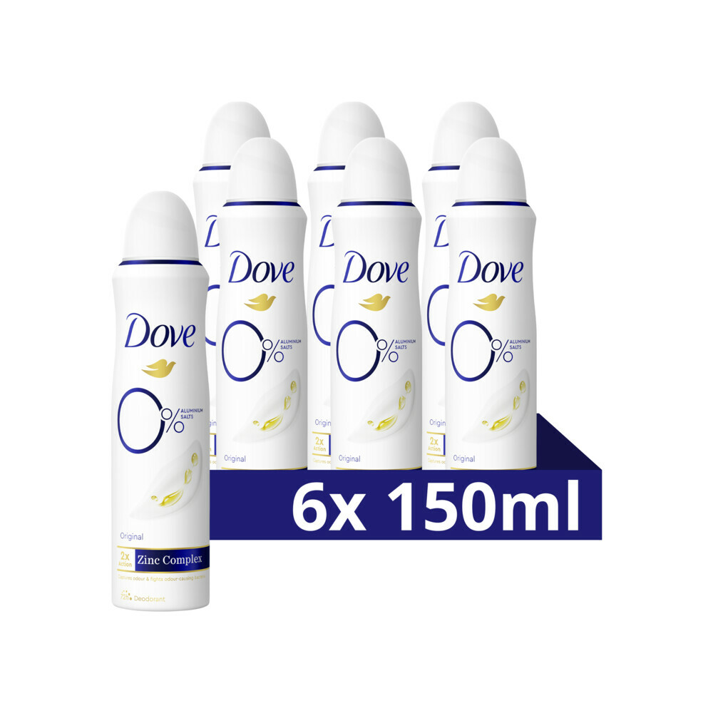 6x Dove Deodorant Spray 0% Original150 ml