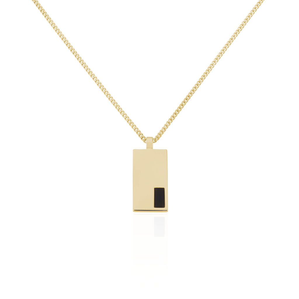 Collier Plaqué Or Jaune Francesco Onyx Noir