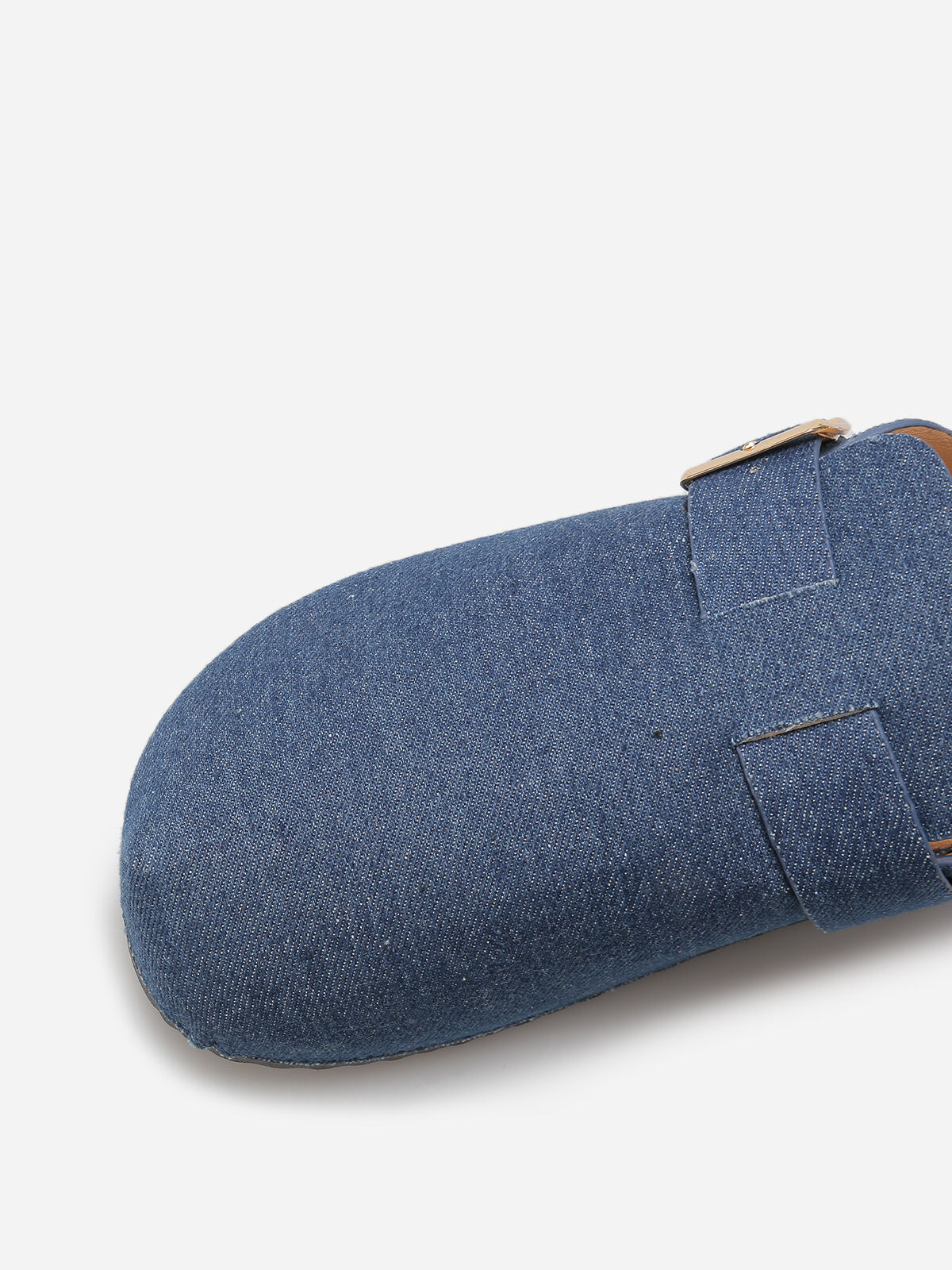 Mules en denim avec bride- Bleu marine