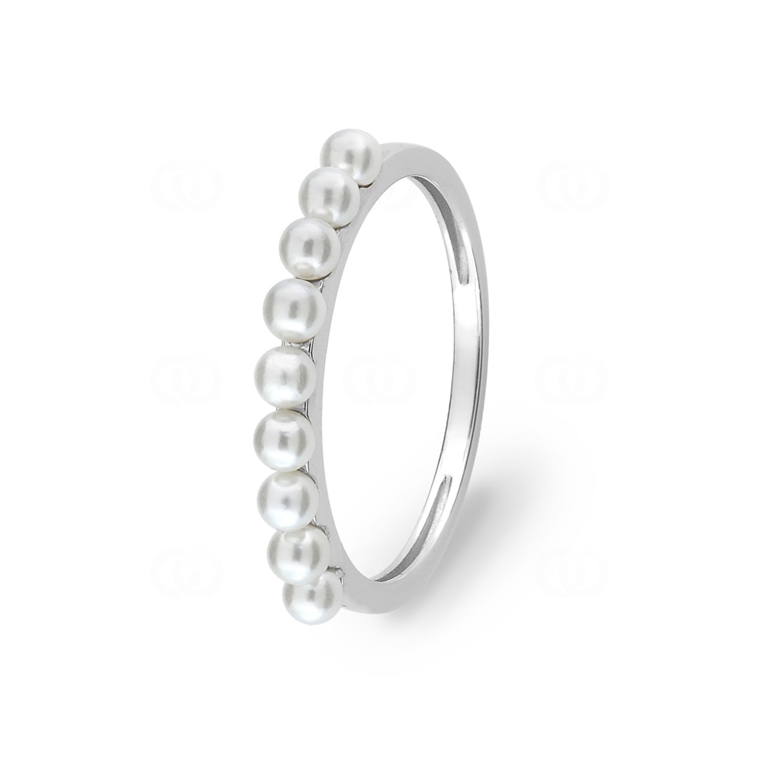 Damenring 750/18 K Weissgold mit Süsswasserzuchtperlen Ø 2.5mm
