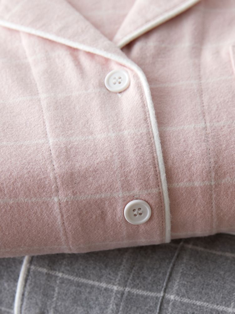 Finlies - Bijpassende pyjamaset voor koppels: geruite top met lange mouwen + broek