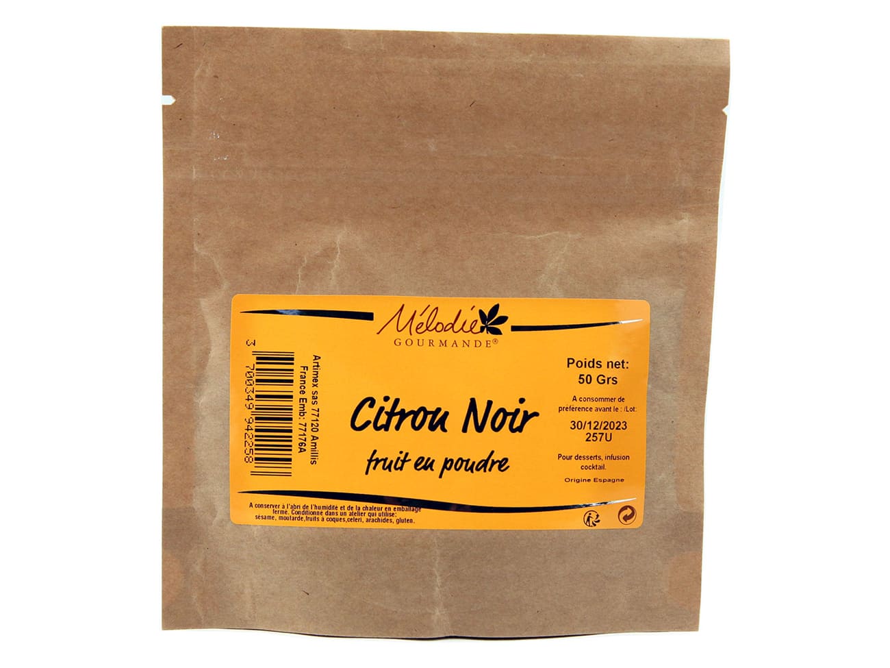 Citron noir en poudre - 50 g - Mélodie Gourmande