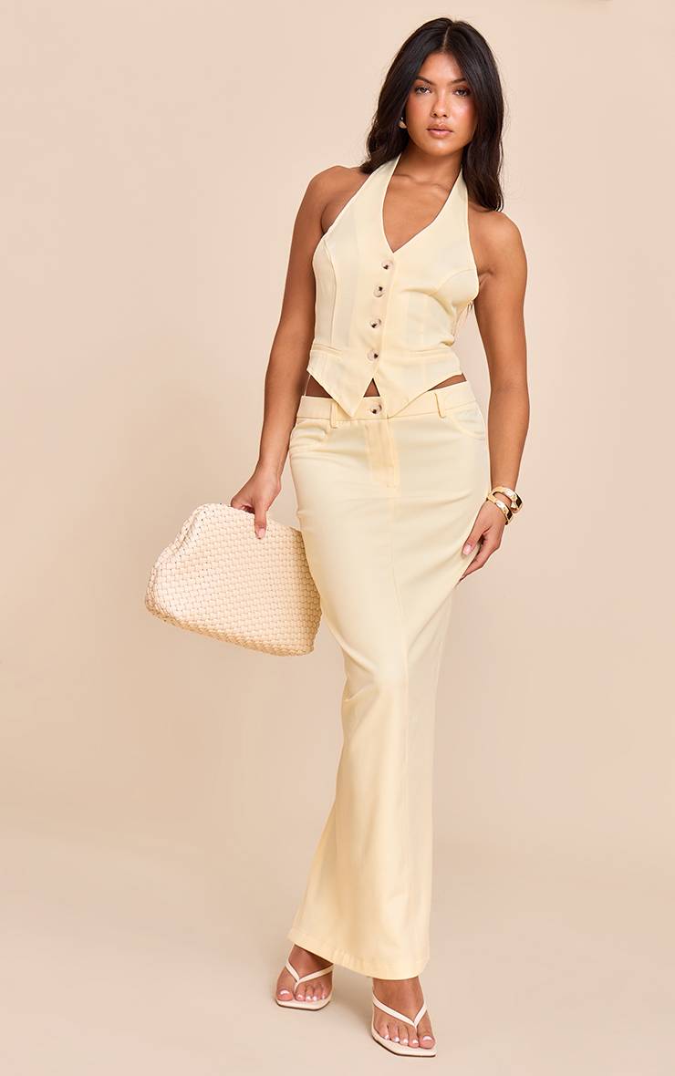 Butter Yellow Gilet Dos Nu Col Licou En Tissu Tissé Ajusté