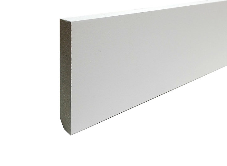 Plinthe arêtes vives MDF hydro blanc 244 x 10 cm, ép.12 mm